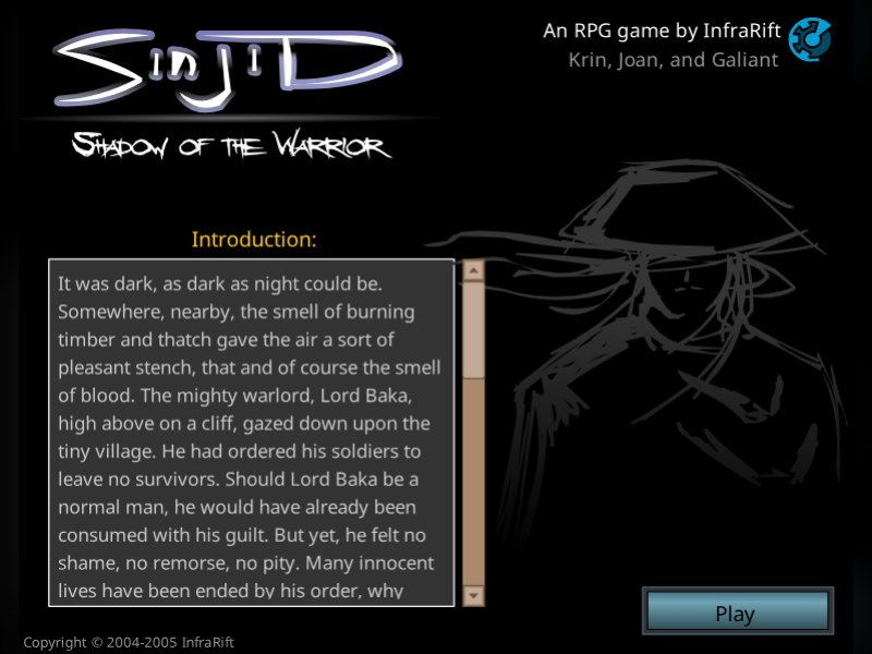 Sinjid: Shadow of the Warrior title screen